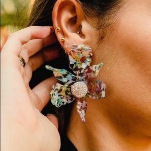 LELE Sadoughi Rainbow Sangria crystal Lily earrings